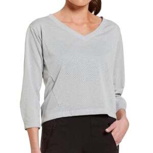 The North Face Gray 3/4 Sleeve Mesh Boxy Oversized V-Neck Tee Size Small